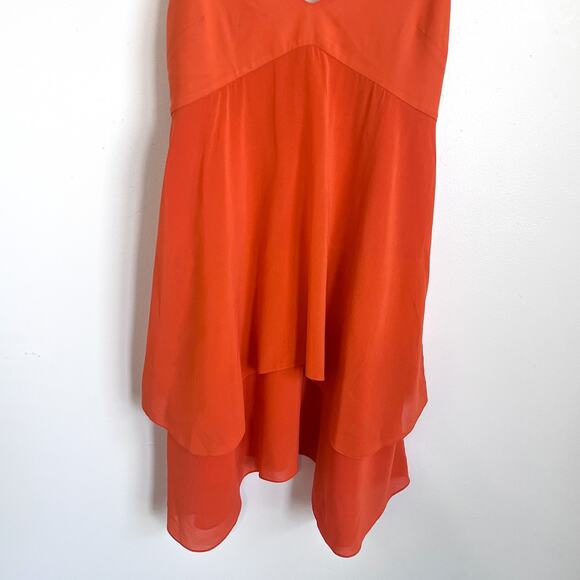 Alice + Olivia Y2K Silk Asymmetric Slip Dress Size 2 Orange Babydoll Tiered Fall - Picture 5 of 10